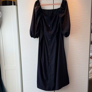 Cider Navy Long Sleeve Button-Down (faux) Dress w/side zip. No belt.